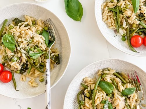 Green Veggie Orzotto for a healthy dinner