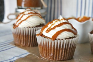 Pumpkin Cupcakes, Cream Cheese Frosting & Salted Caramel Drizzle Recipe